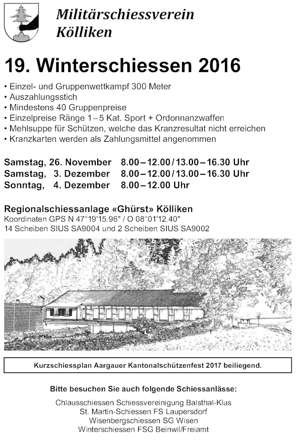 19. Winterschiessen MSV K&ouml;lliken